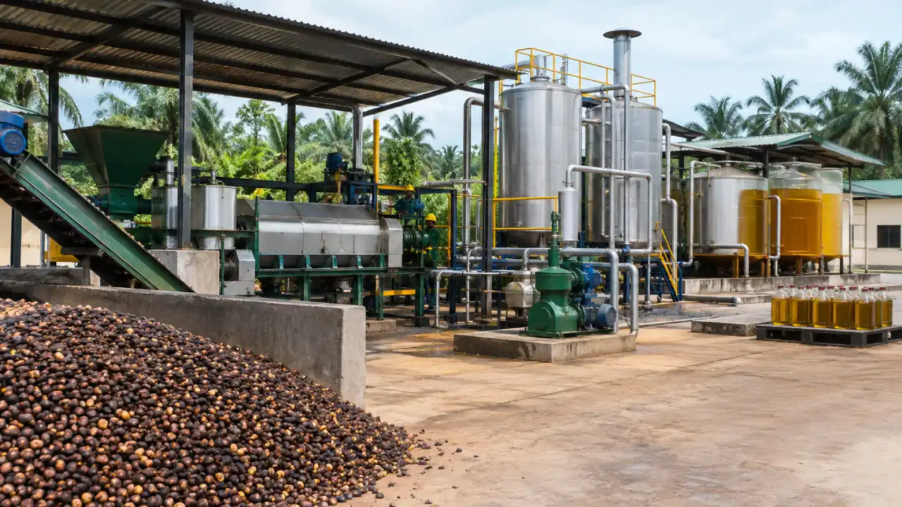 Oil palm kernel processing plant at Spring Valley Ranch